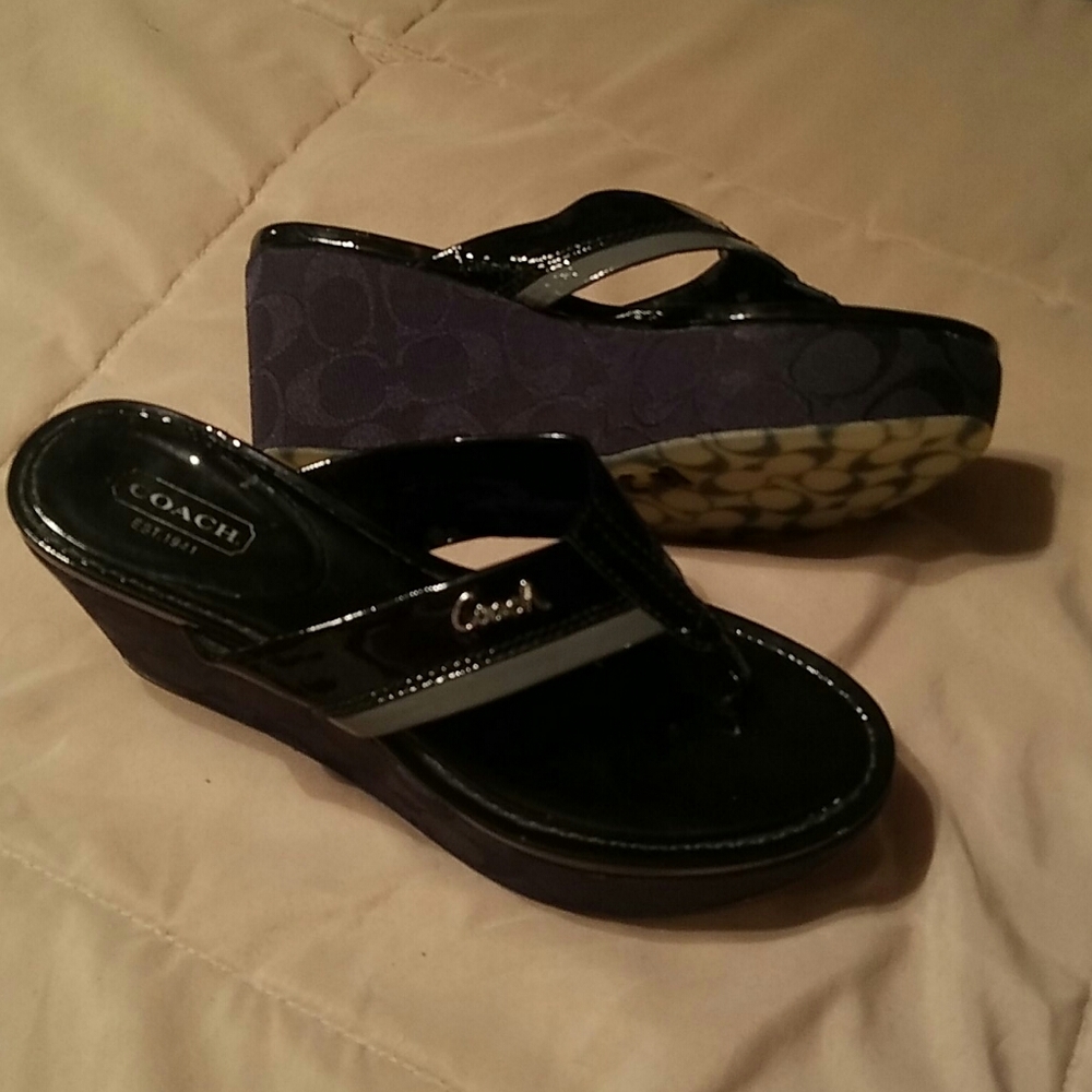 COPY - COACH Jody Black Wedge Sandals